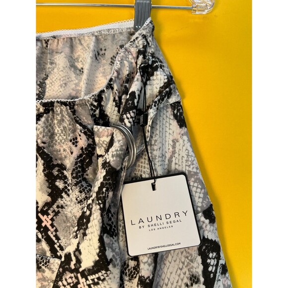 Laundry By Shelli Segal Printed D Ring Midi Skirt Womens S Grey Raven Python NWT - Picture 5 of 9